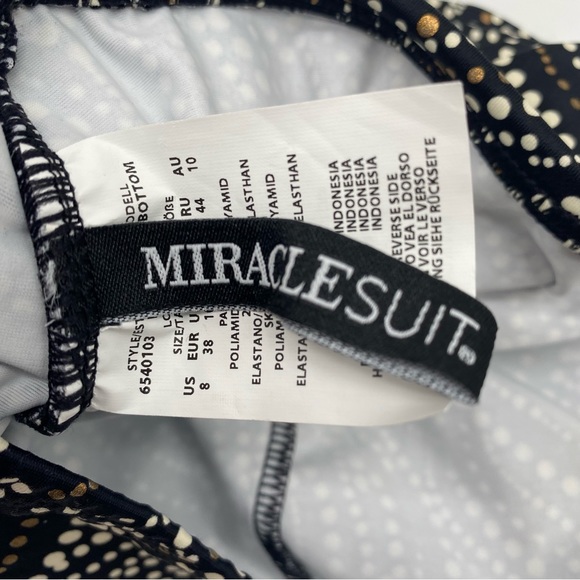 Miraclesuit Women's Printed Tummy Control High-Waist Bikini Bottoms, Black 8 - Picture 4 of 7